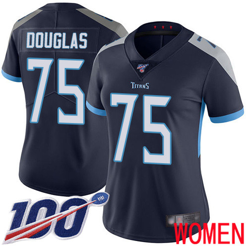 Tennessee Titans Limited Navy Blue Women Jamil Douglas Home Jersey NFL Football #75 100th Season Vapor Untouchable